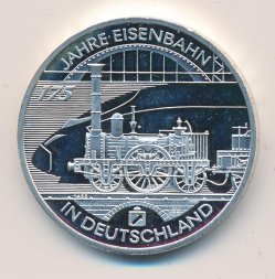 Германия 10 евро 2010 год - 175 лет Железной дороге