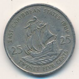 Восточные Карибы 25 центов 1989 год