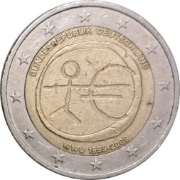 Германия 2 евро 2009 год - 10 лет Экономическому и валютному союзу (A)