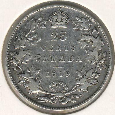 Канада 25 центов 1919 год