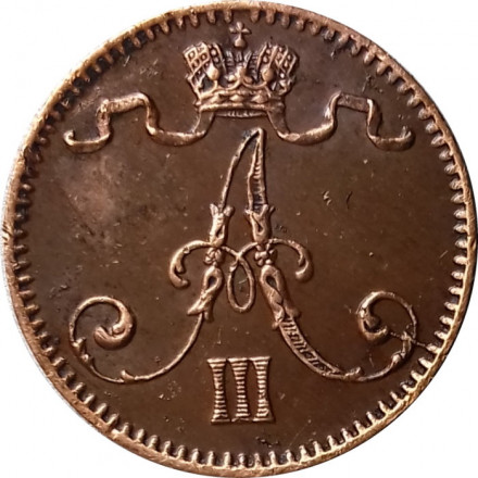 Финляндия 1 пенни 1894 год - Александр III - AU