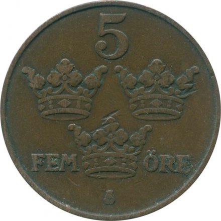 Швеция 5 эре 1912 год