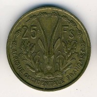 Монета Французская Западная Африка 25 франков 1956 год
