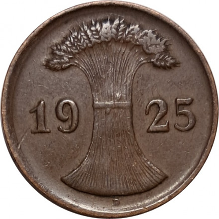 Веймарская республика 2 рейхспфеннига 1925 год (D)