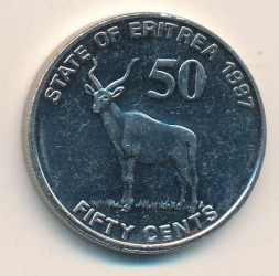 Эритрея 50 центов 1997 год - Антилопа куду