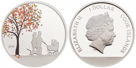 Острова Кука 1 доллар 2018 год - Золотая осень