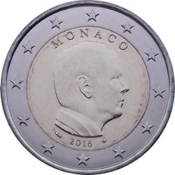 Монако 2 евро 2016 год - Князь Альберт II