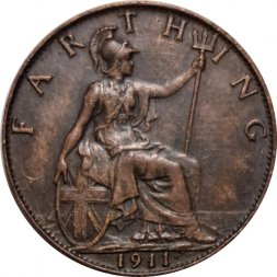 Великобритания 1 фартинг 1911 год
