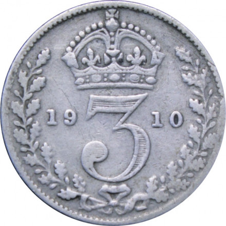 Великобритания 3 пенса 1910 год