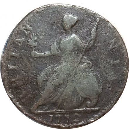 Великобритания 1/2 пенни 1772 год (Надпись на аверсе &quot;GEORGIVS III REX&quot;)