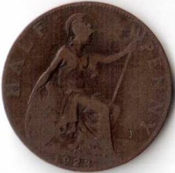 Великобритания 1/2 пенни 1923 год