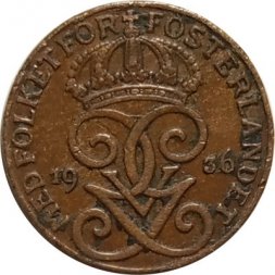 Швеция 1 эре 1936 год (6 - длинный хвост)