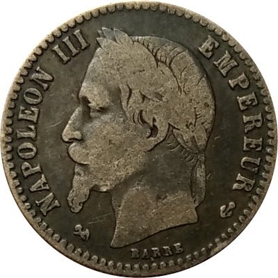 Франция 50 сантимов 1867 год (K)