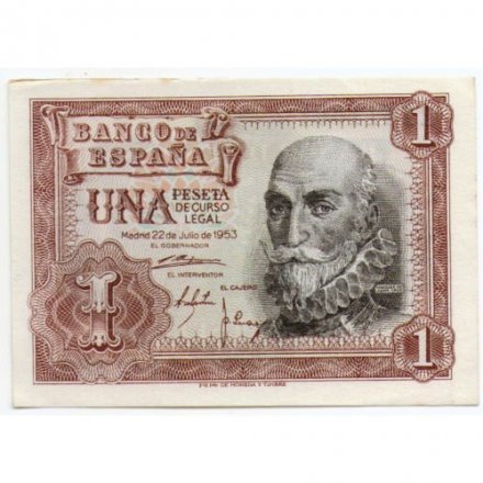 Испания 1 песета 1953 год - Альваро де Базан - XF+