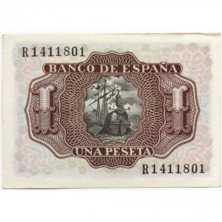 Испания 1 песета 1953 год - Альваро де Базан - XF+