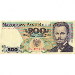 Польша 200 злотых 1988 год - Ярослав Домбровский - XF