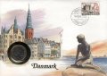 Дания 1 крона 1985 год - Маргрете II (в конверте с маркой)