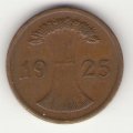 Веймарская республика 2 рейхспфеннига 1925 год (E)
