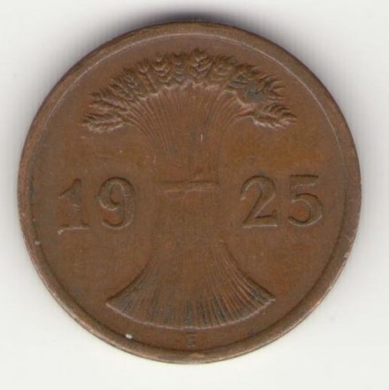 Веймарская республика 2 рейхспфеннига 1925 год (E)