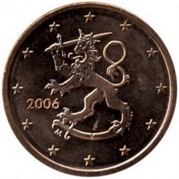 Финляндия 5 евроцентов 2006 год - Герб Финляндии