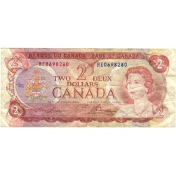 Канада 2 доллара 1974 год - Портрет королевы Елизаветы II. Герб Канады - F