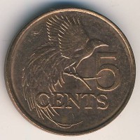 Монета Тринидад и Тобаго 5 центов 2003 год - Райская птица