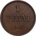Финляндия 1 пенни 1907 год - XF