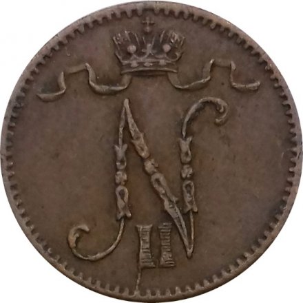 Финляндия 1 пенни 1907 год - XF