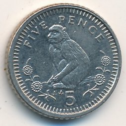 Гибралтар 5 пенсов 1990 год (АА)