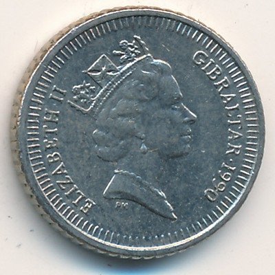 Гибралтар 5 пенсов 1990 год (АА)