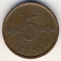 Финляндия 5 пенни 1966 год