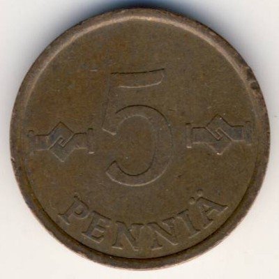 Финляндия 5 пенни 1966 год