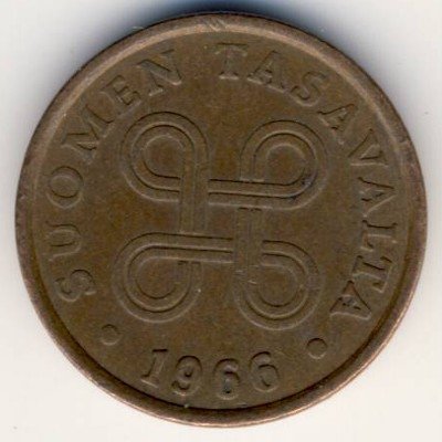 Финляндия 5 пенни 1966 год