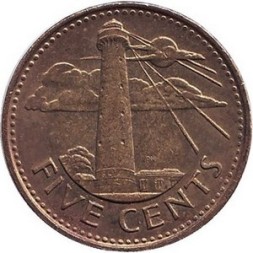 Барбадос 5 центов 2007 год - Маяк (магнетик)