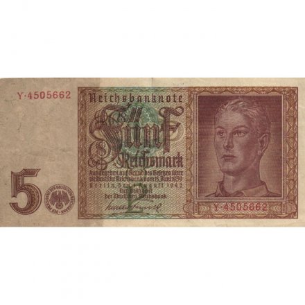 Третий Рейх (Германия) 5 марок 1939 - 1942 год VF