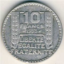 Франция 10 франков 1933 год