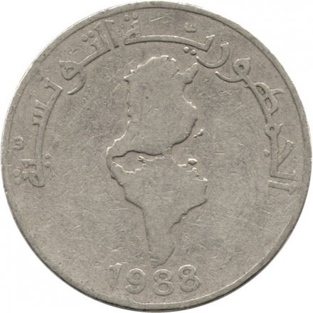 Тунис 1 динар 1988 год - ФАО