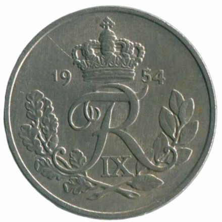 Дания 10 эре 1954 год - Король Фредерик IX