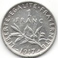 Франция 1 франк 1917 год