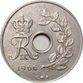 Дания 25 эре 1966 год - Король Фредерик IX (новый тип)