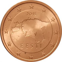 Эстония 2 евроцента 2015 год - Контурная карта Эстонии