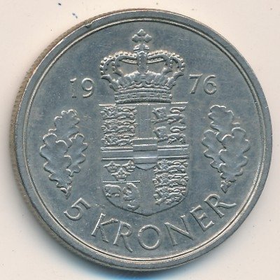 Дания 5 крон 1976 год