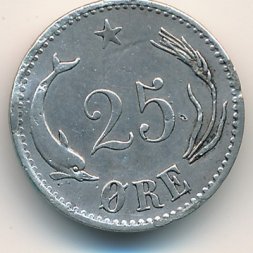 Дания 25 эре 1874 год