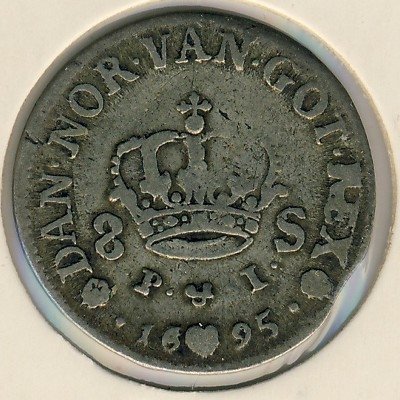 Дания 8 скиллингов 1695 год