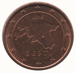 Монета Эстония 1 евроцент 2015 год - Контурная карта Эстонии