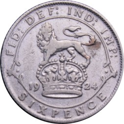Великобритания 6 пенсов 1924 год  