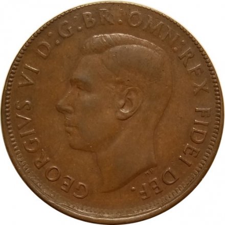 Австралия 1 пенни 1950 год (Точка после &quot;PENNY&quot;) - Ошибка при ударе не по центру монеты
