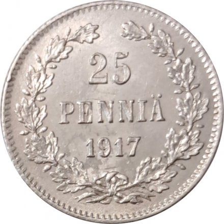 Финляндия 25 пенни 1917 год (орел без короны)