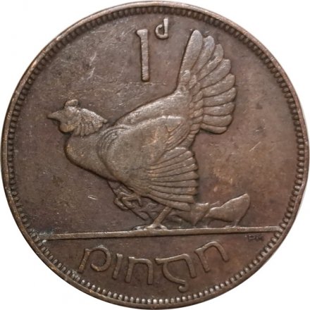 Ирландия 1 пенни 1928 год - Домашняя курица - F