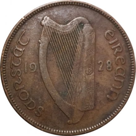 Ирландия 1 пенни 1928 год - Домашняя курица - F